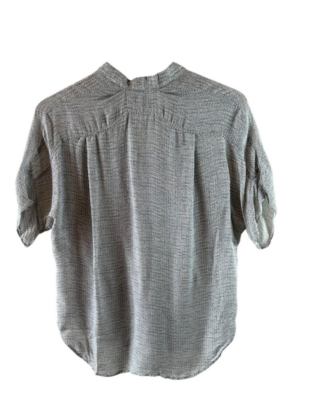 Vince Gray Printed Silk Popover Blouse Relaxed Minimalist Top Size XS - Picture 4 of 6